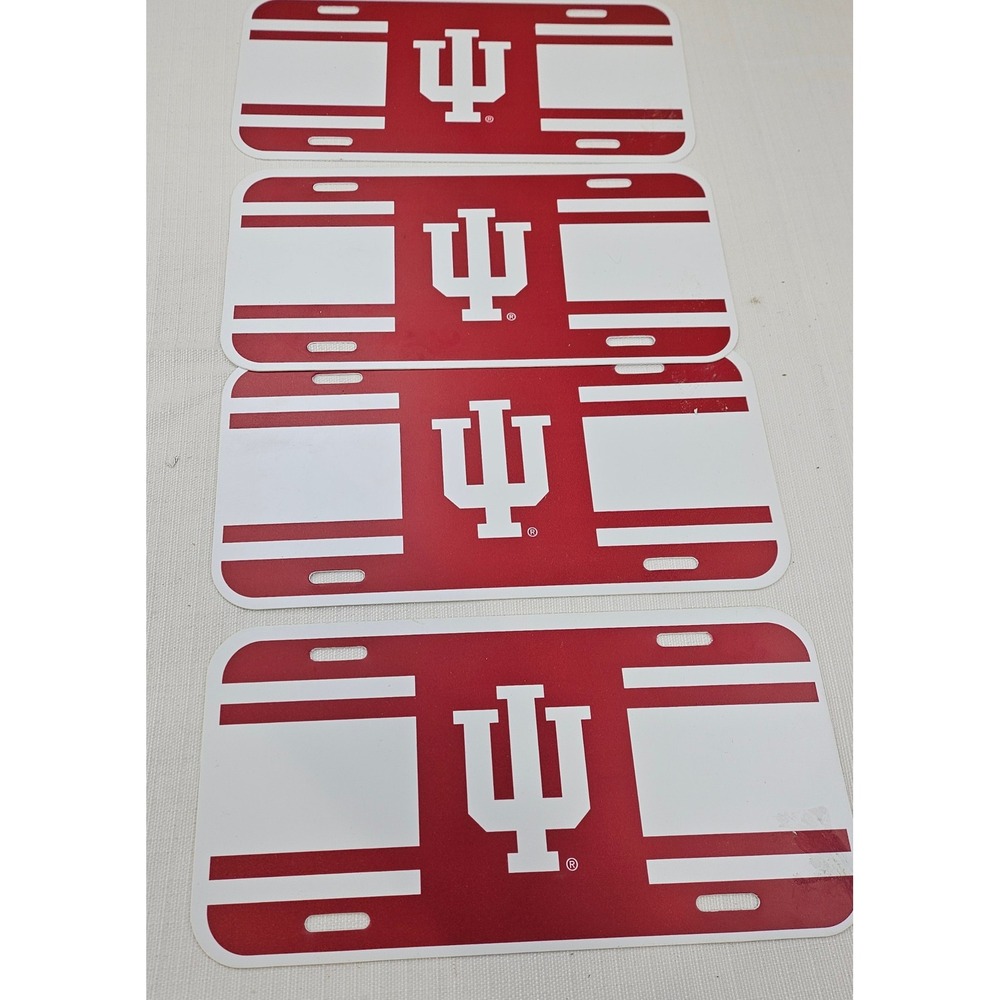 Indiana University Hoosiers License Plate Set of 4 Crimson White Stripe NCAA IU